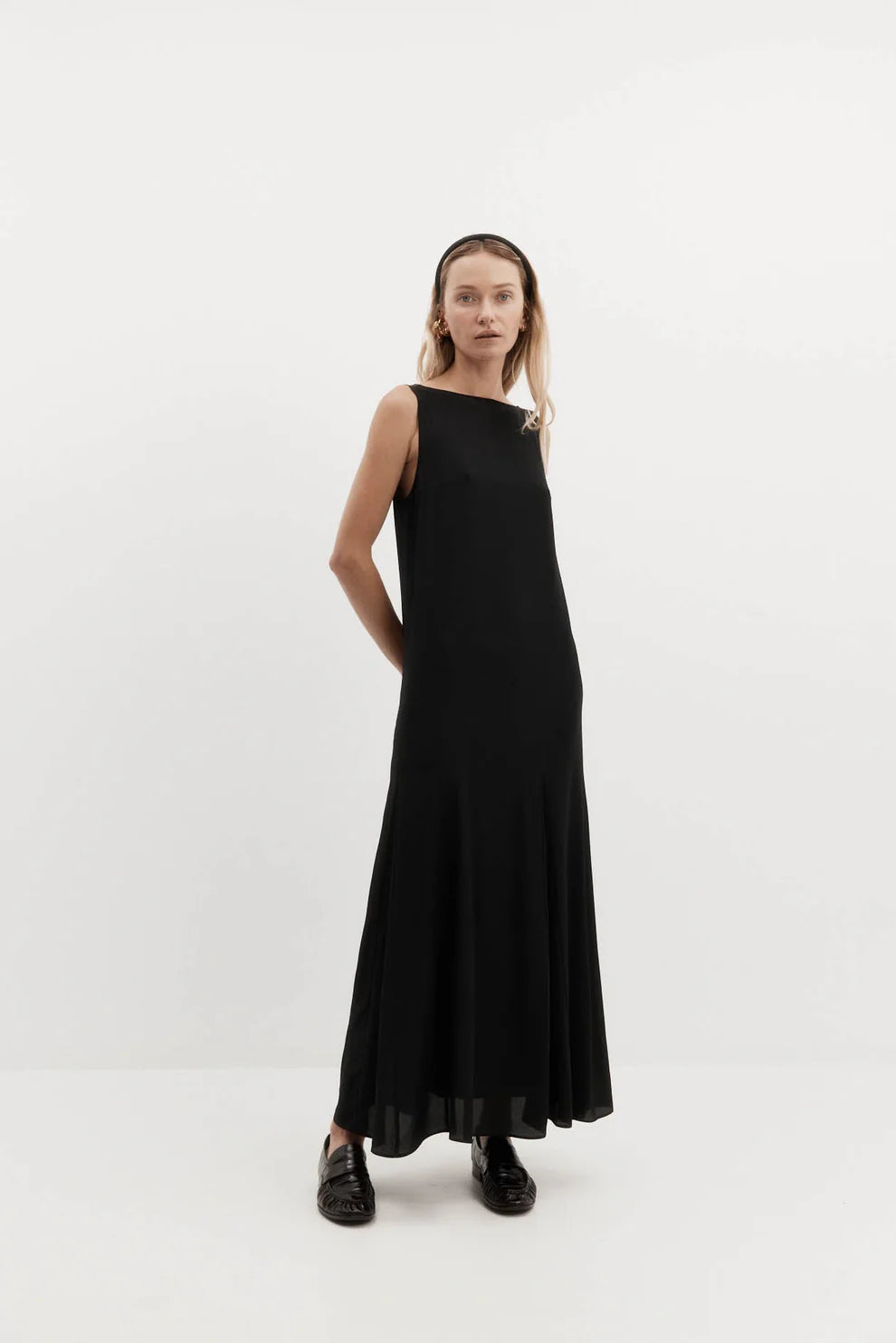 Godet Dress: Black