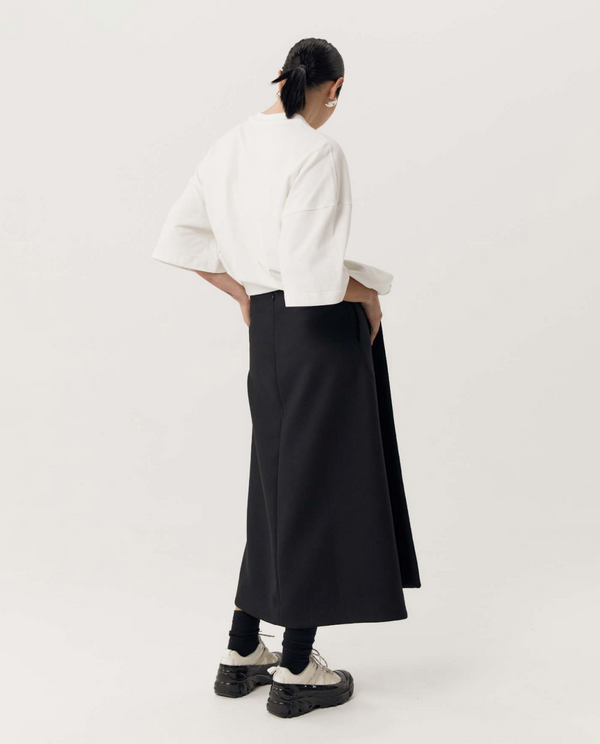 Iso Skirt: Black Bonded Satin