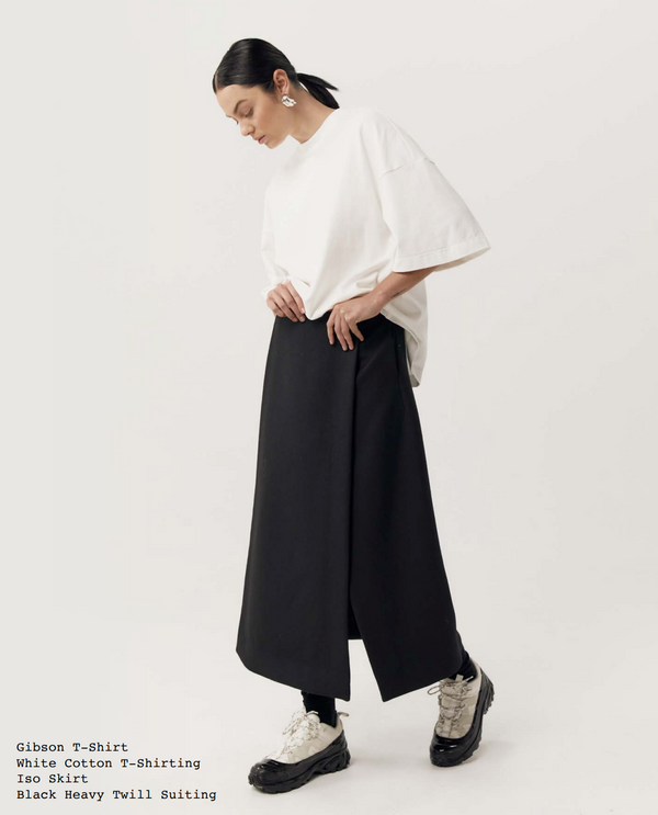 Iso Skirt: Black Bonded Satin