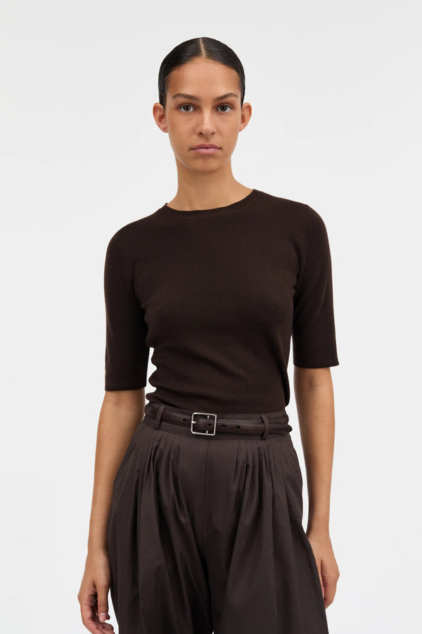 Kamina Merino T-Shirt Knit: Dark Brown
