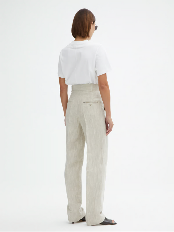 Tailored Linen Trouser: Light Sand Beige