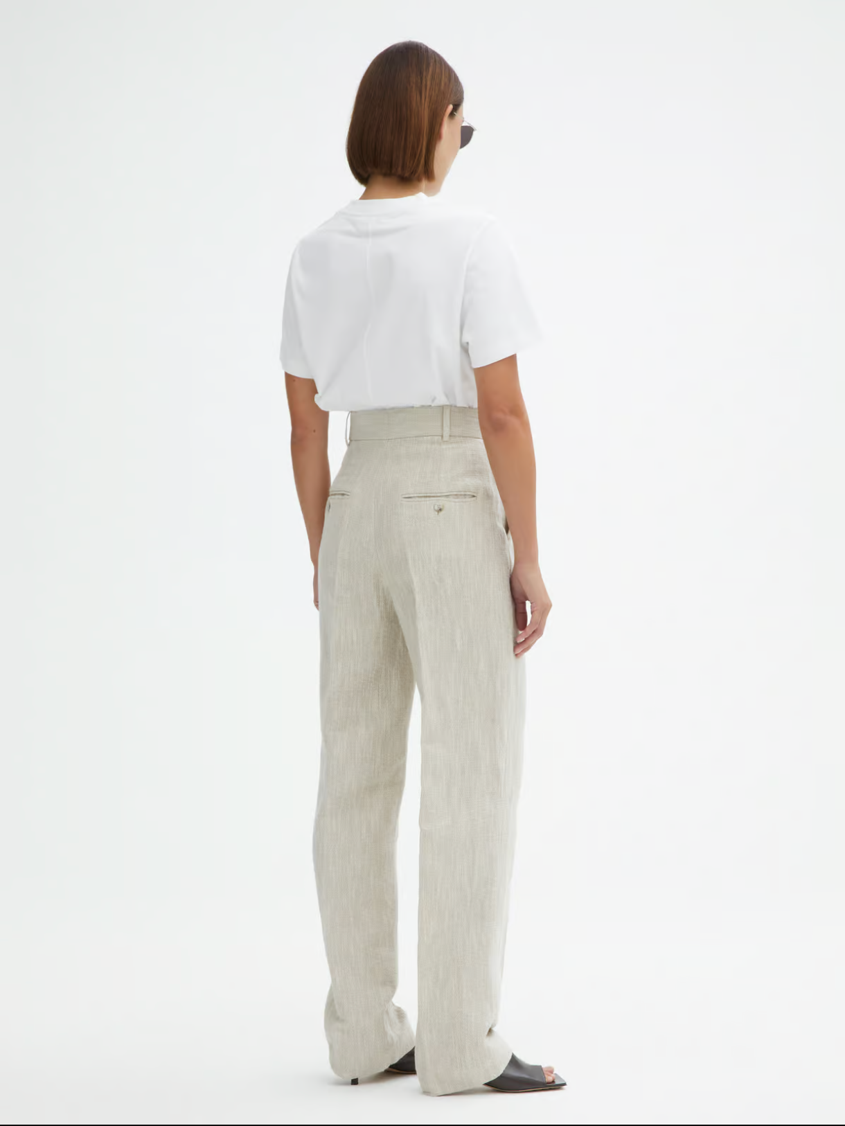 Tailored Linen Trouser: Light Sand Beige