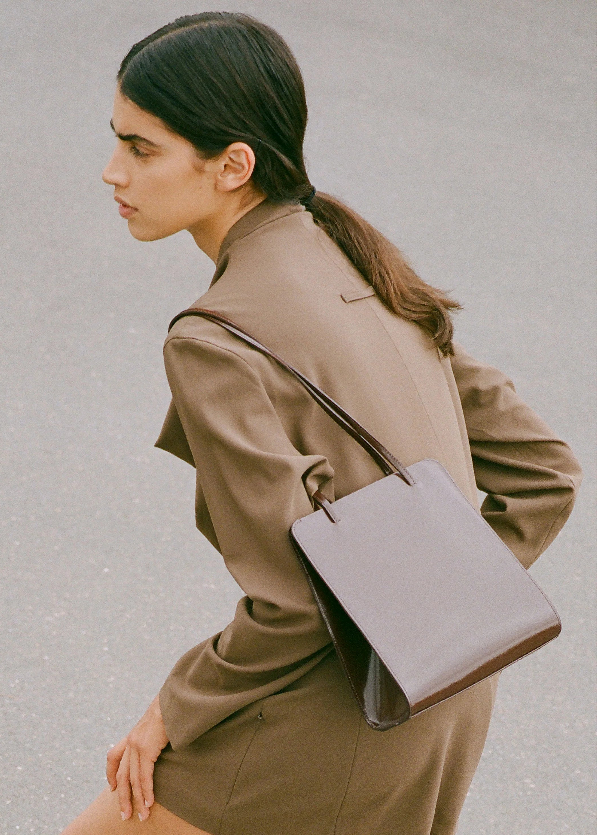 LISSE BAG: CHOC SPAZZOLATO LEATHER