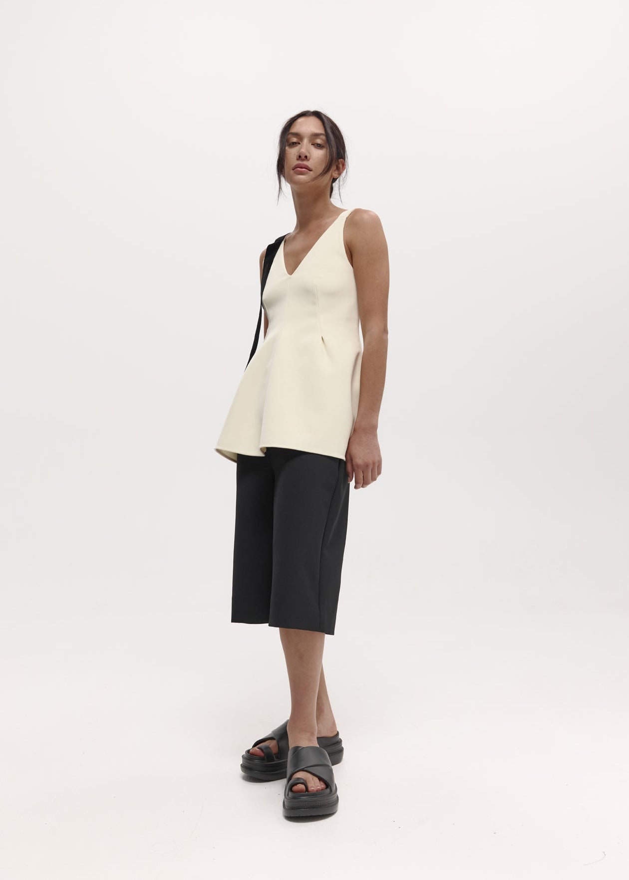 Lucinda Top: Bone Bonded Suiting