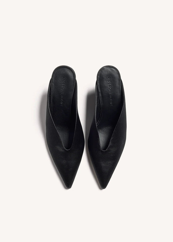 Mina Mule: Black Satin