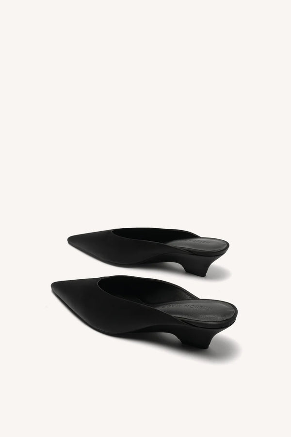 Mina Mule: Black Satin