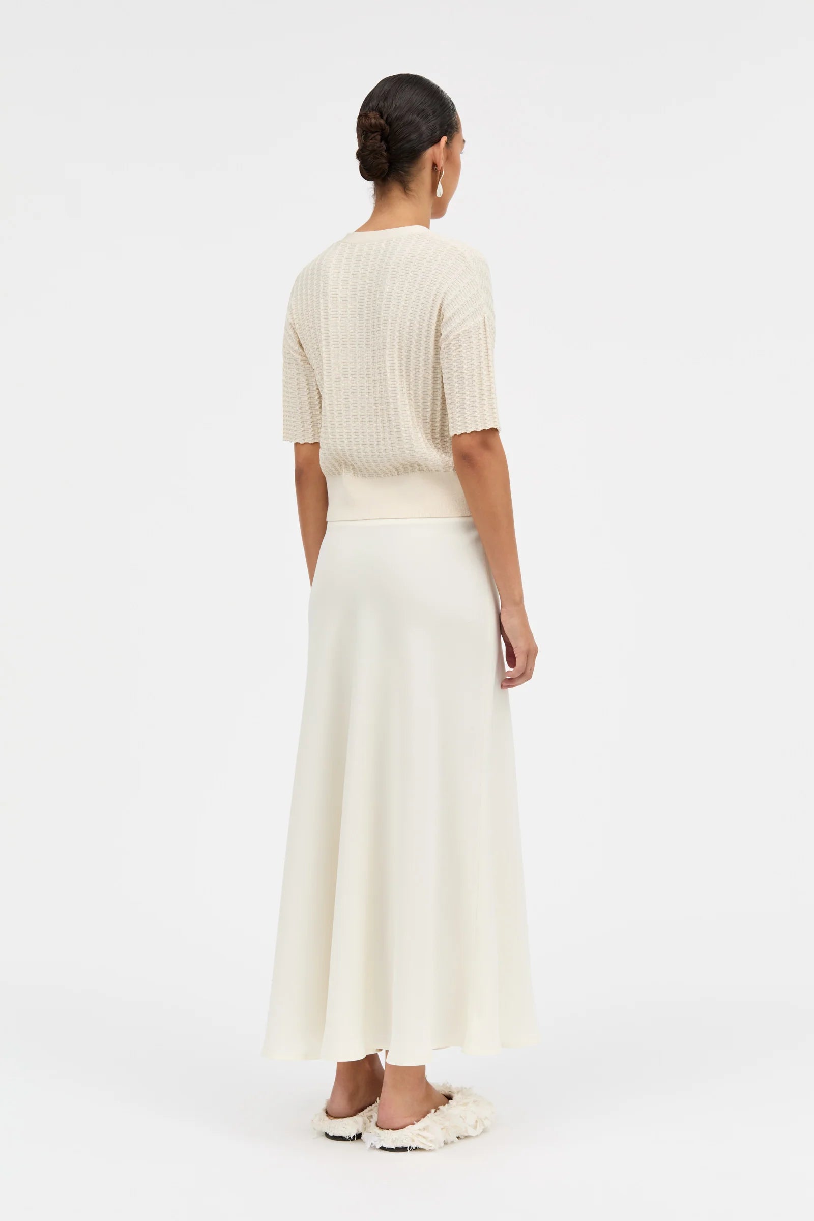 Nimo Crepe Georgette Skirt: Ivory