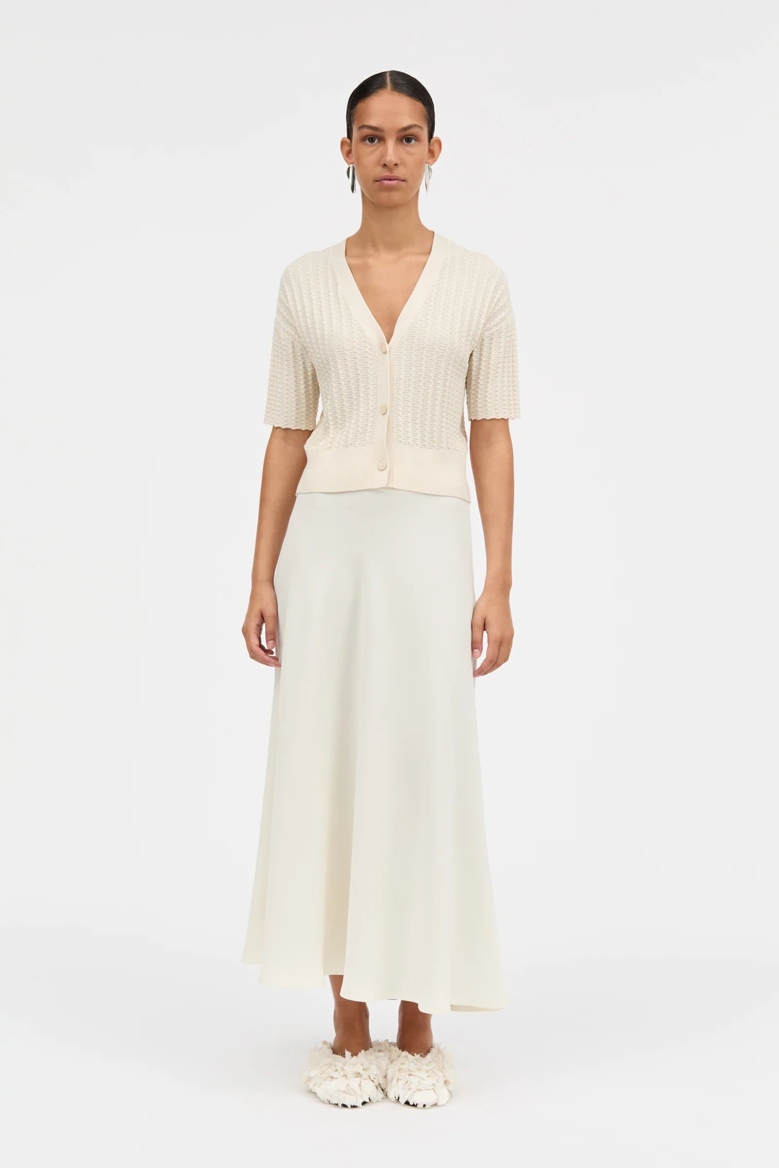 Nimo Crepe Georgette Skirt: Ivory