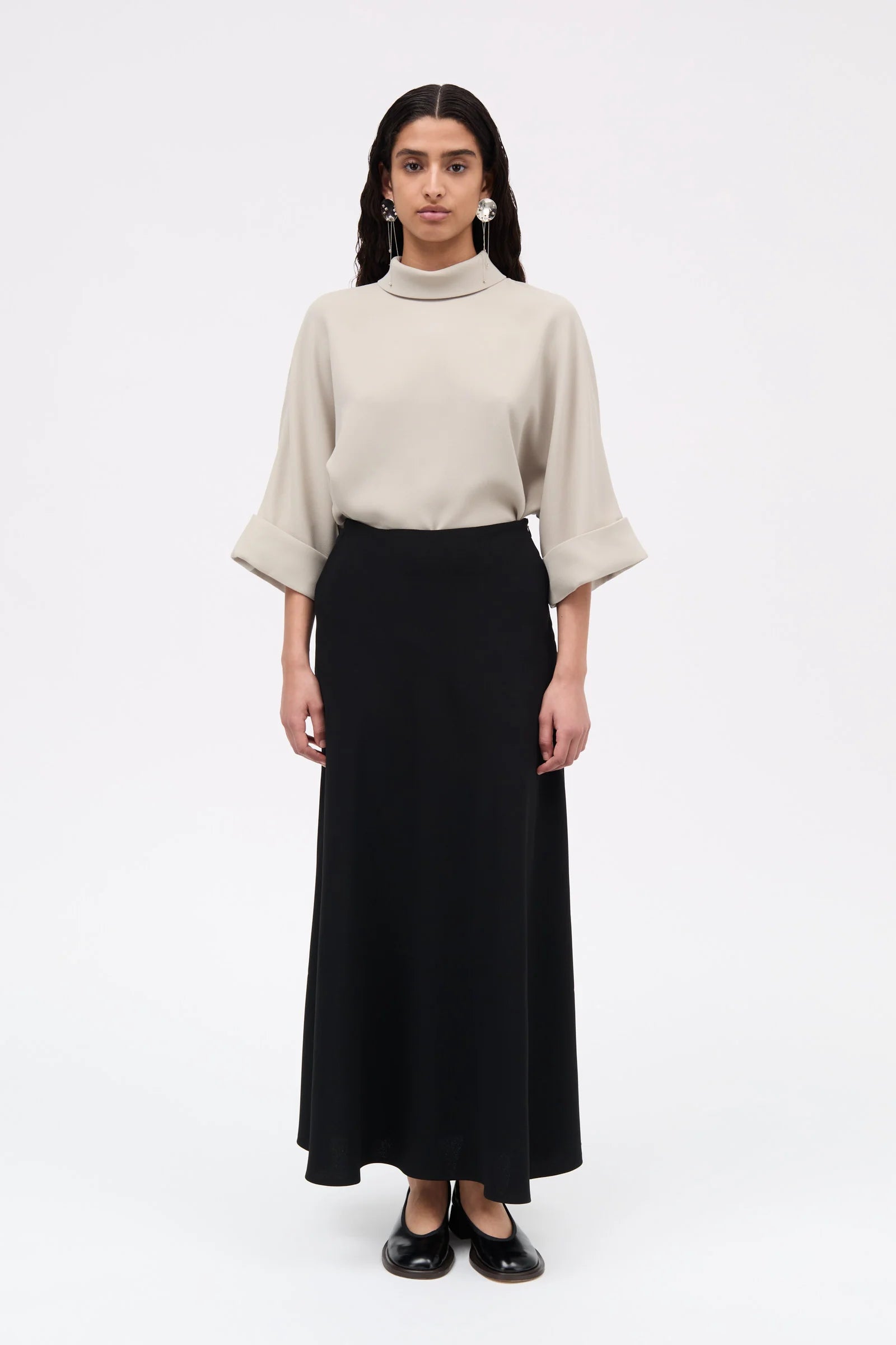 Nimo Crepe Georgette Skirt: Black