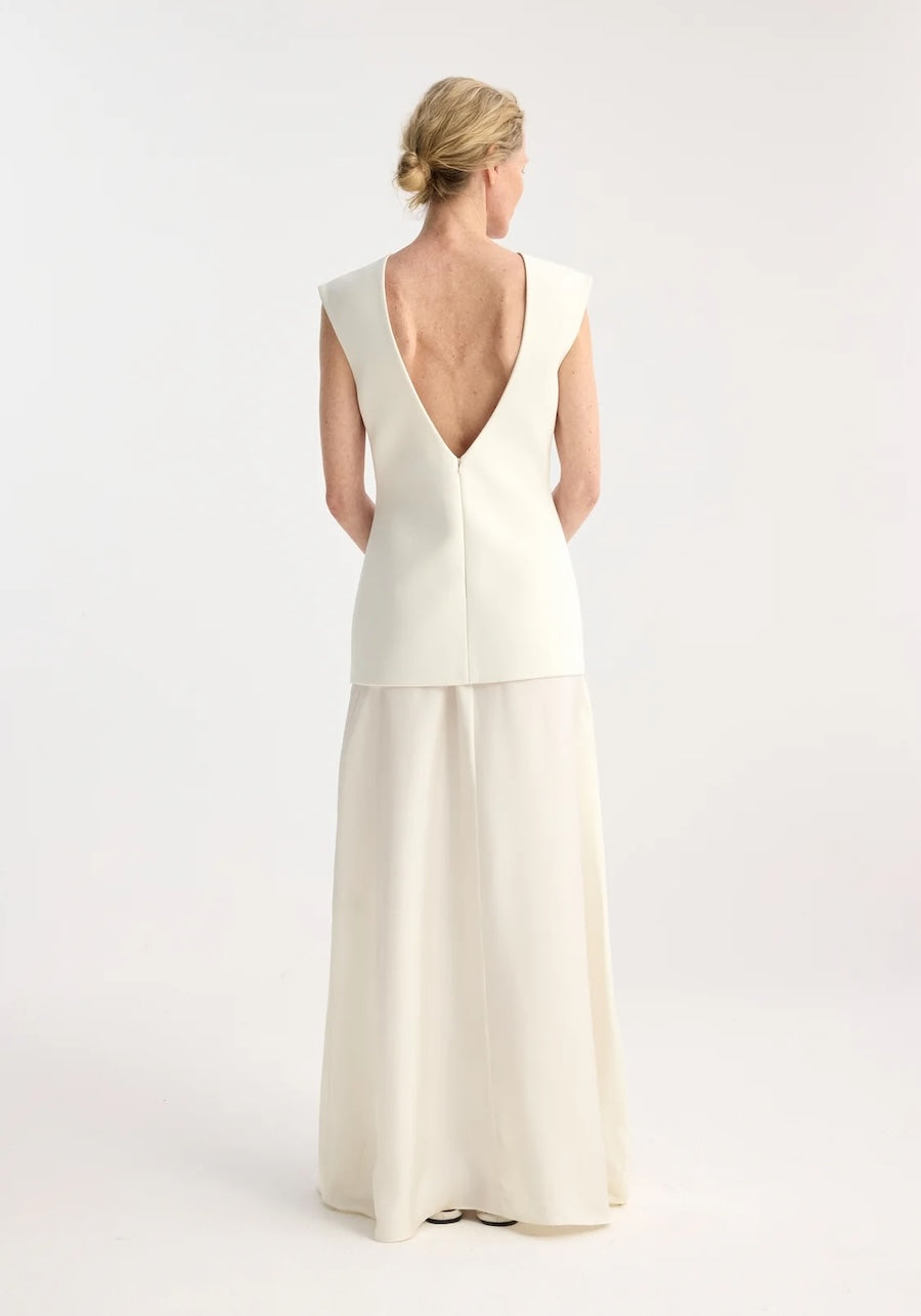 OPEN BACK DRESS: CREAM