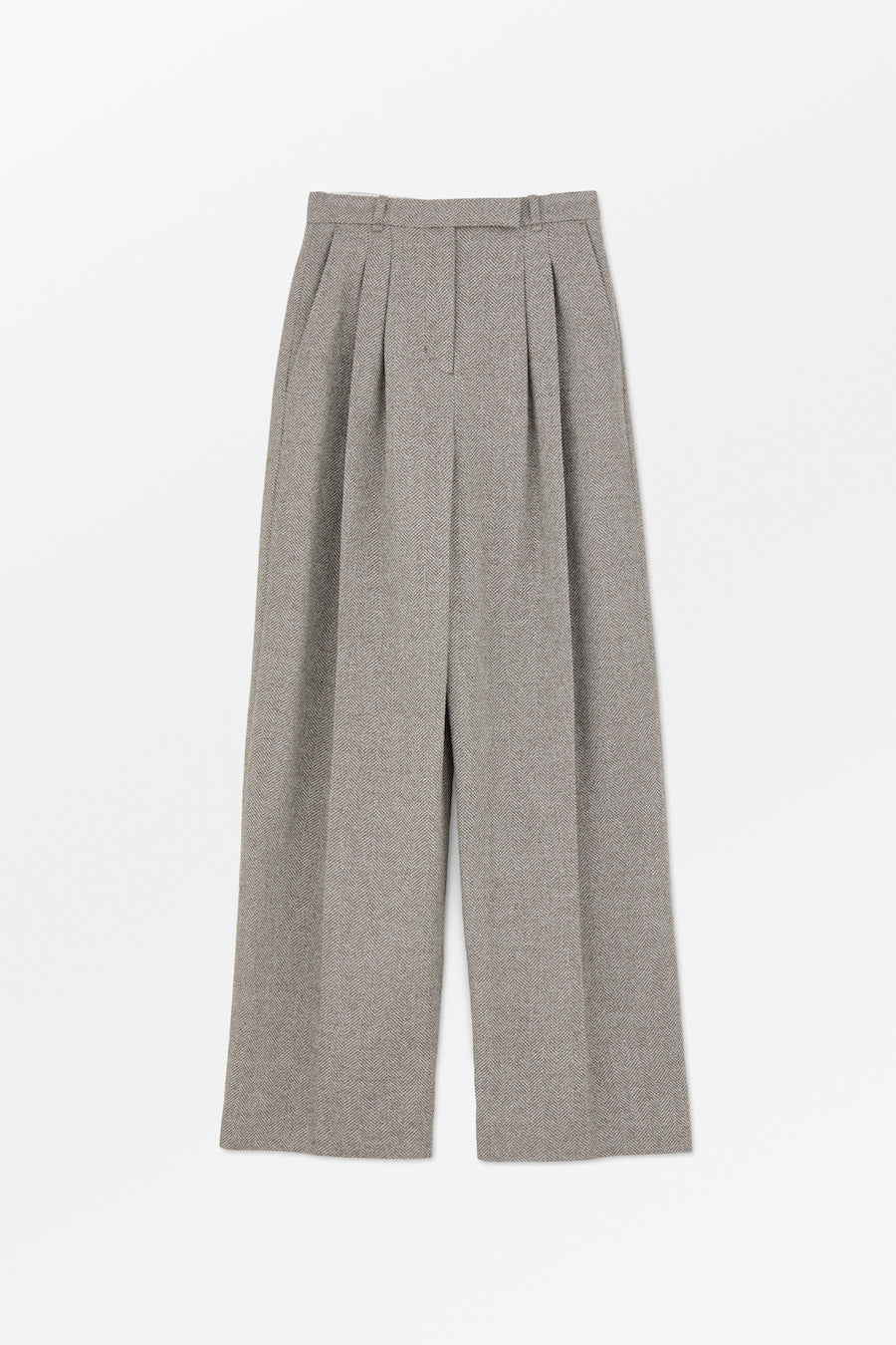 PEMMA TROUSER: GREY HERRINGBONE