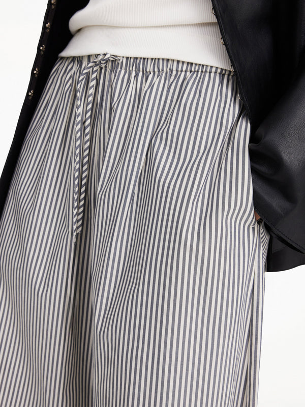 PISCA ORGANIC COTTON TROUSERS: NAVY STRIPE