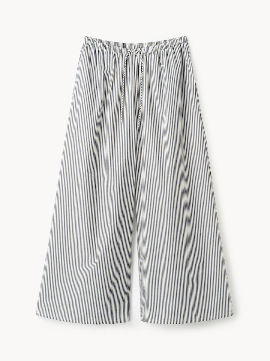 PISCA ORGANIC COTTON TROUSERS: NAVY STRIPE