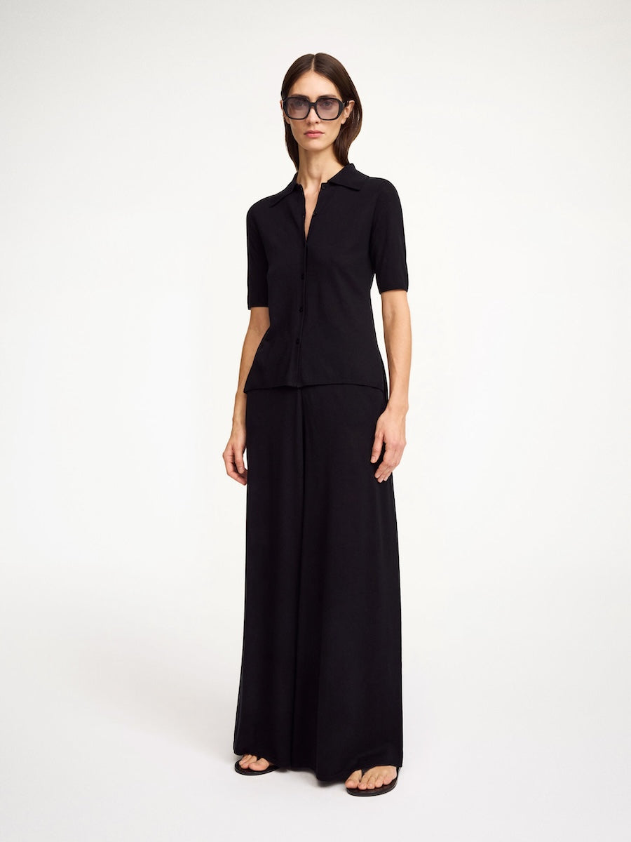 PISCATA WIDE LEG TROUSERS: BLACK