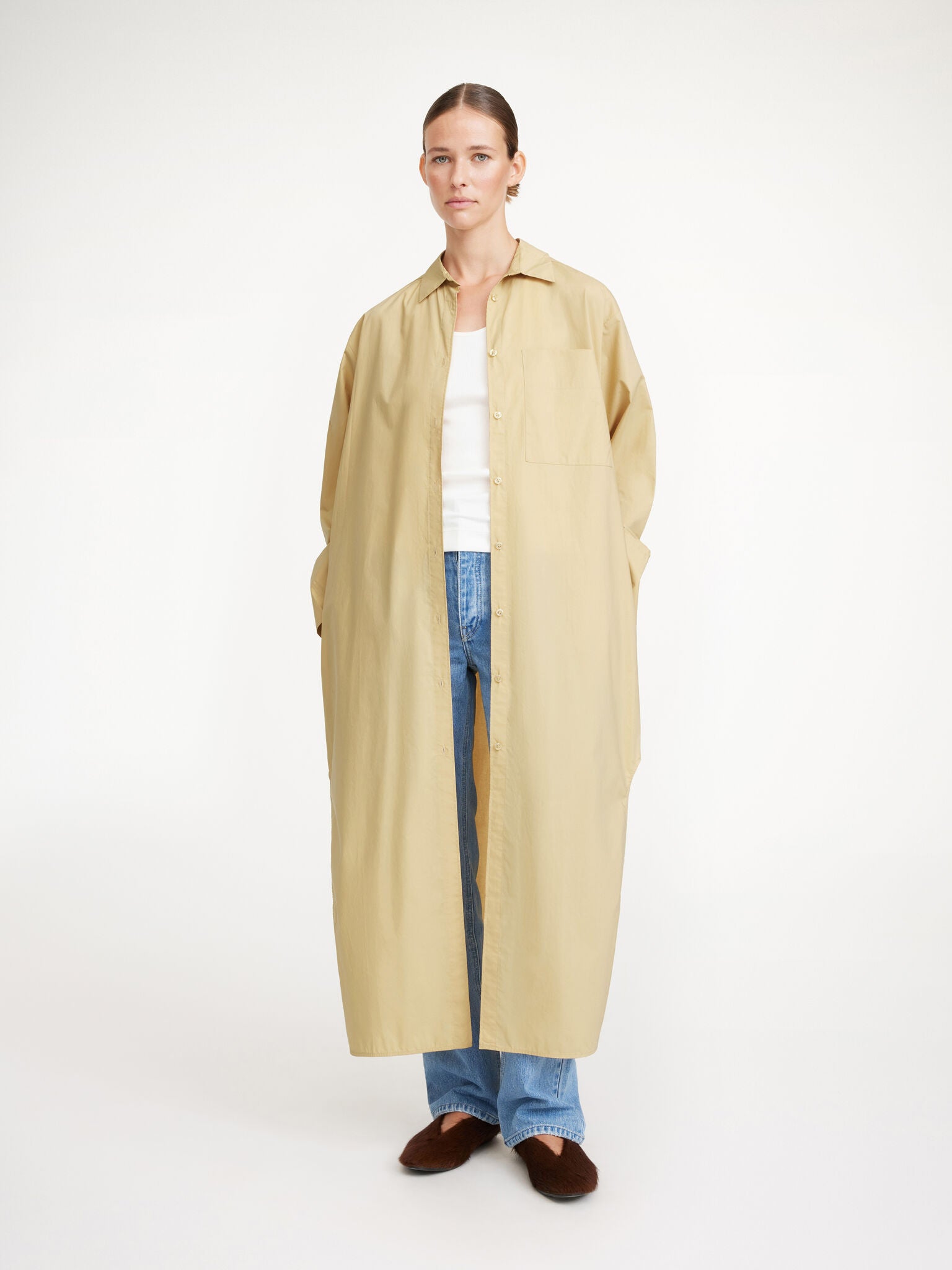 PERROS SHIRT DRESS: DARK SAND