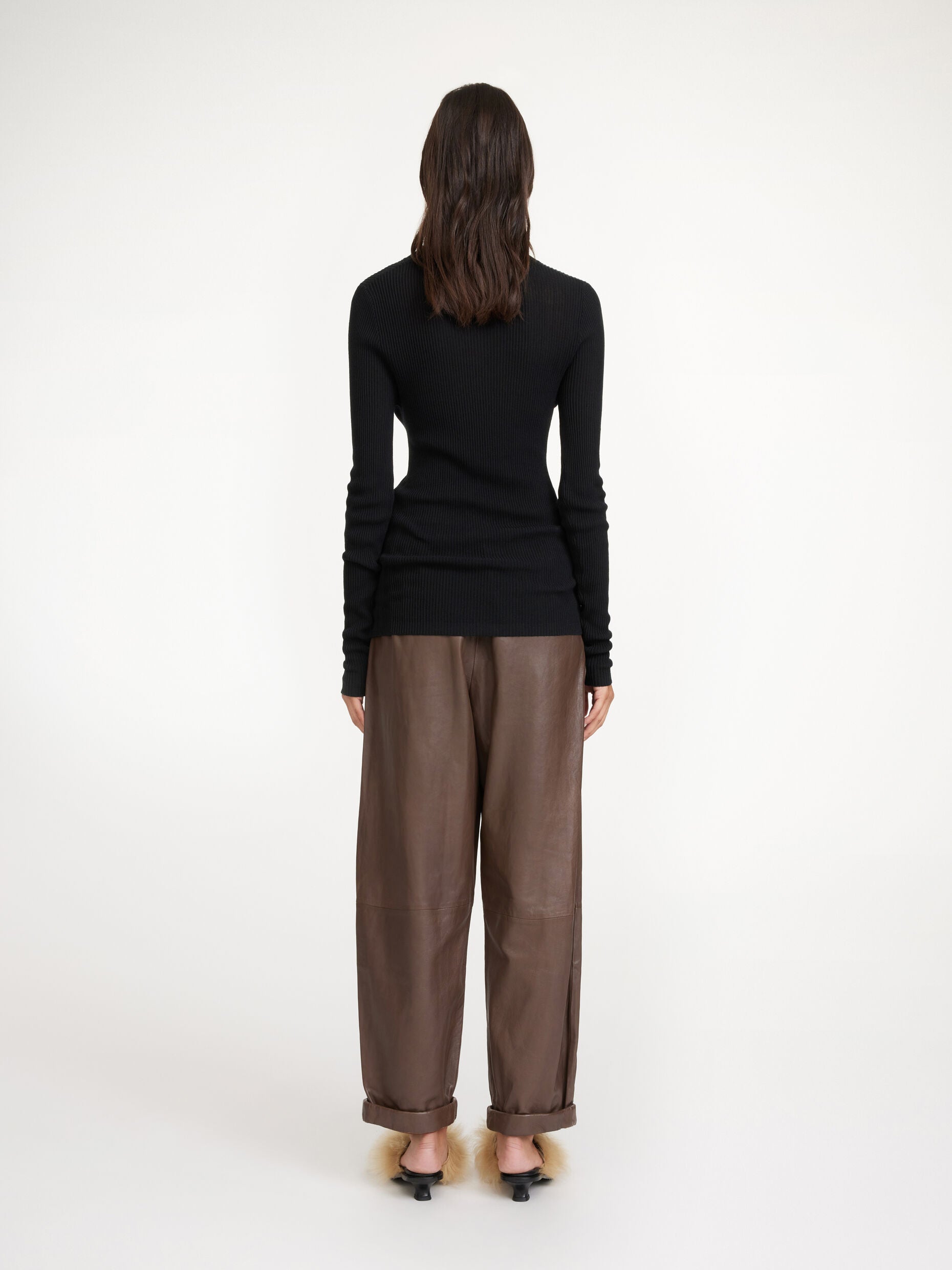 Joanni leather trousers: warm brown