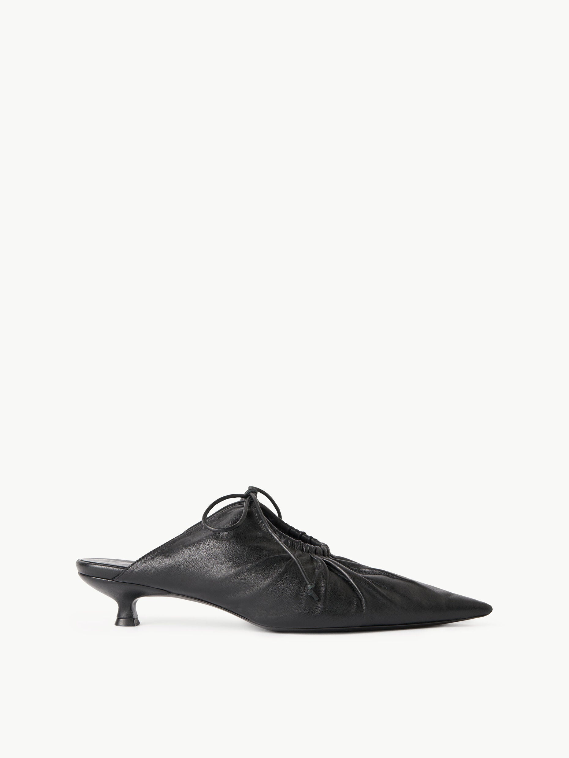 MASEY LEATHER MULES: BLACK