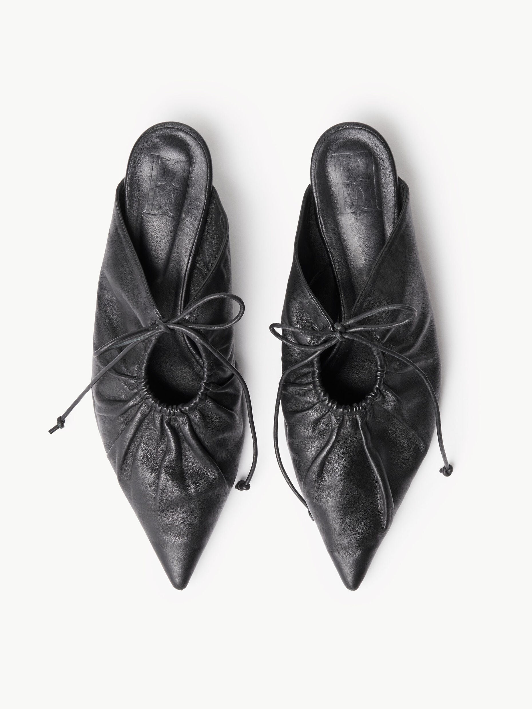 MASEY LEATHER MULES: BLACK