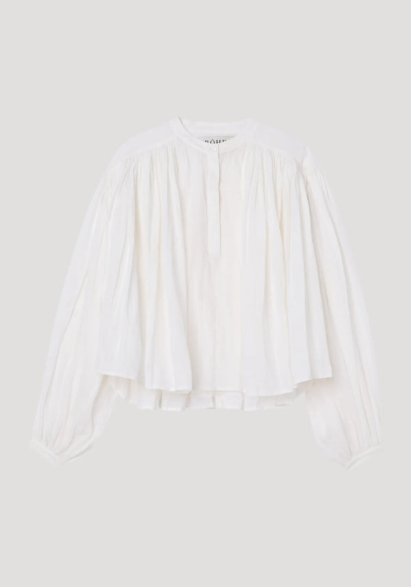 PLEATED RAMIE TOP: OPTIC WHITE