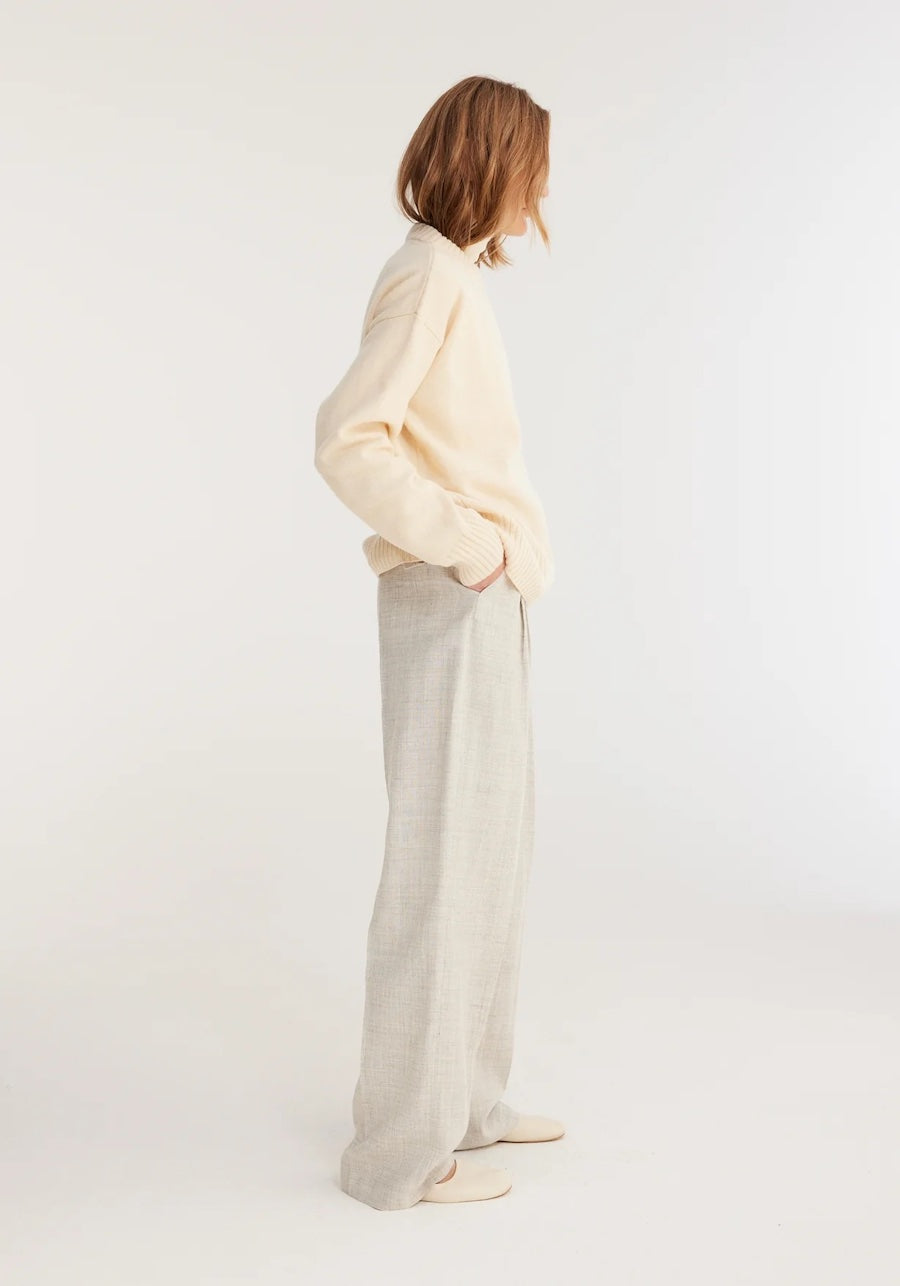 WOOL CASHMERE CREWNECK: CREAM