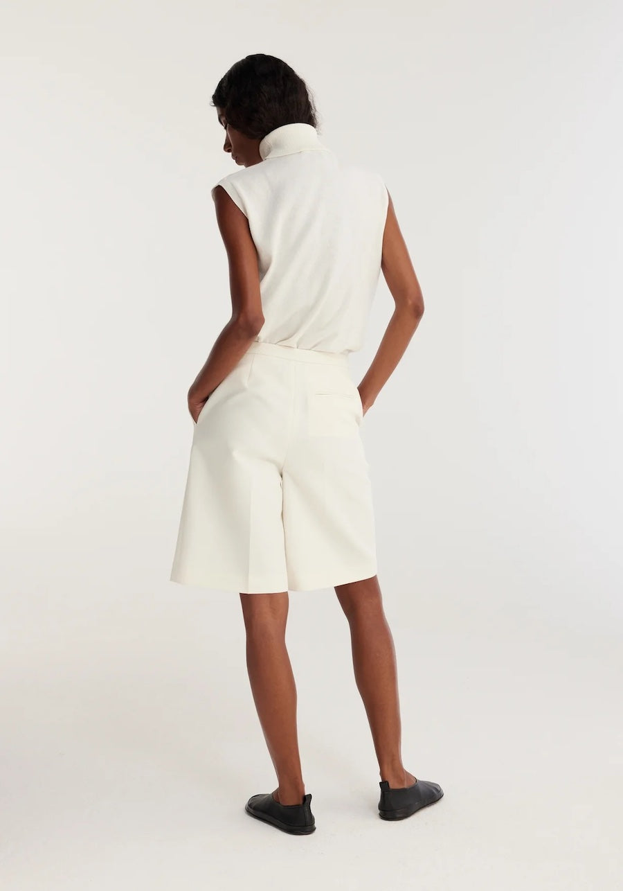 Tailored Wool Shorts: Ivory