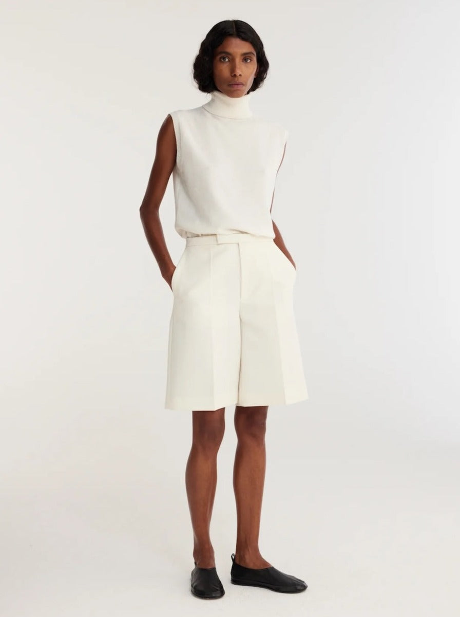 Tailored Wool Shorts: Ivory