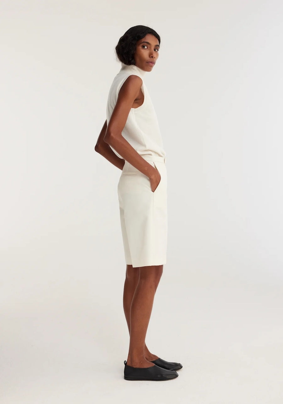 Tailored Wool Shorts: Ivory