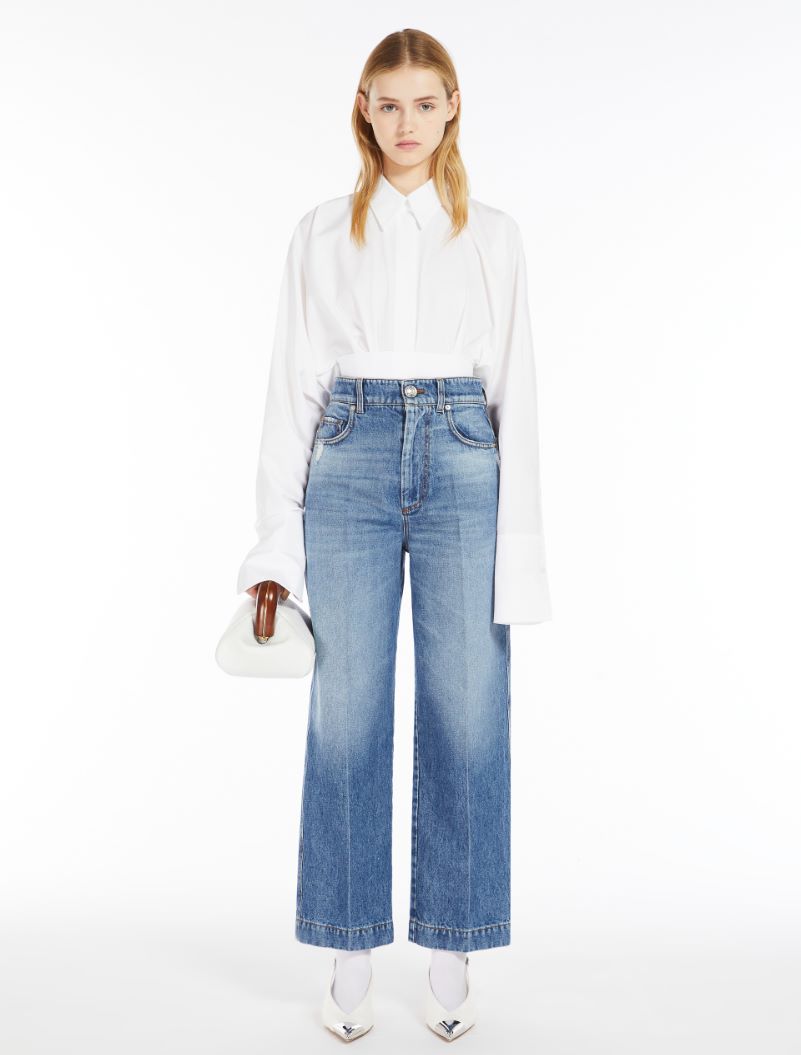 High-Waisted Cropped Jeans: Denim