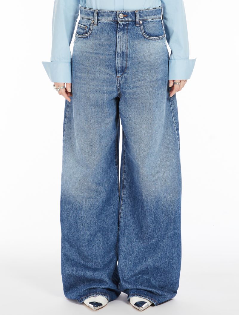 Oversized Low-Rise 5-pocket Trousers: Denim