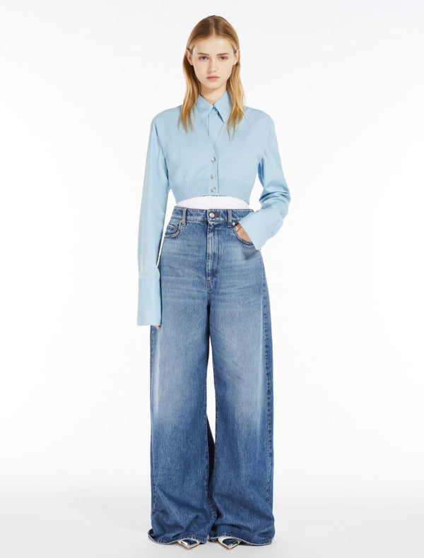 Oversized Low-Rise 5-pocket Trousers: Denim