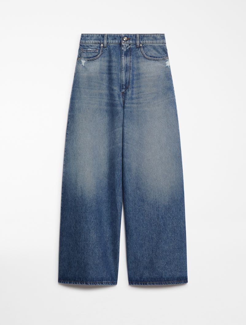 Oversized Low-Rise 5-pocket Trousers: Denim