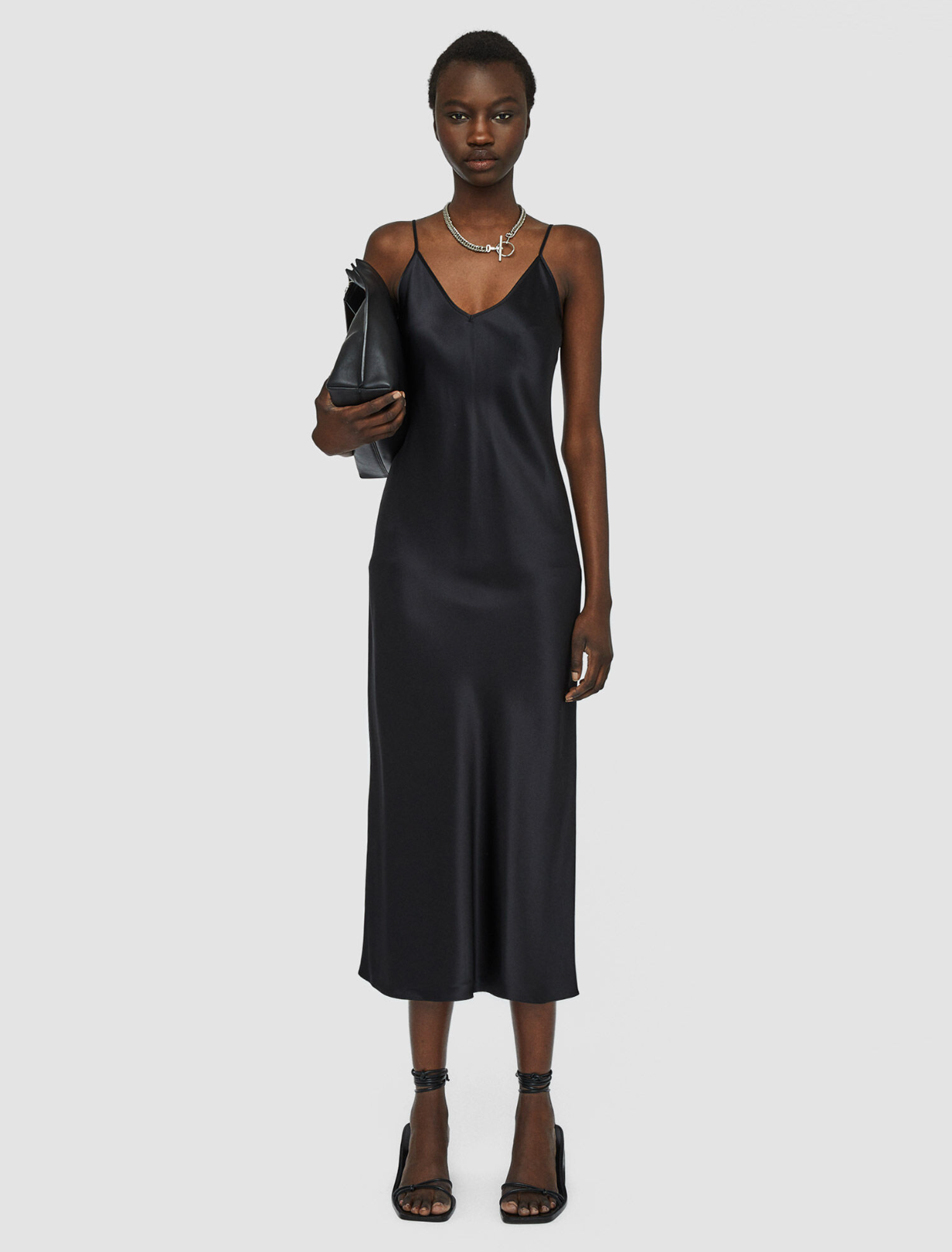 SILK SATIN CLEA DRESS: BLACK