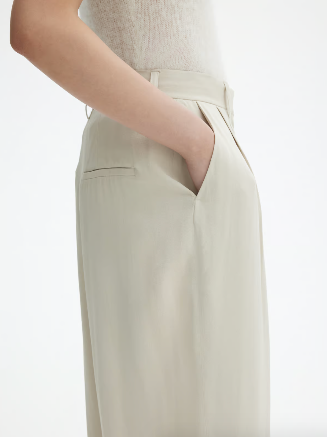 WIDE SUIT TROUSERS: PEARL GREY