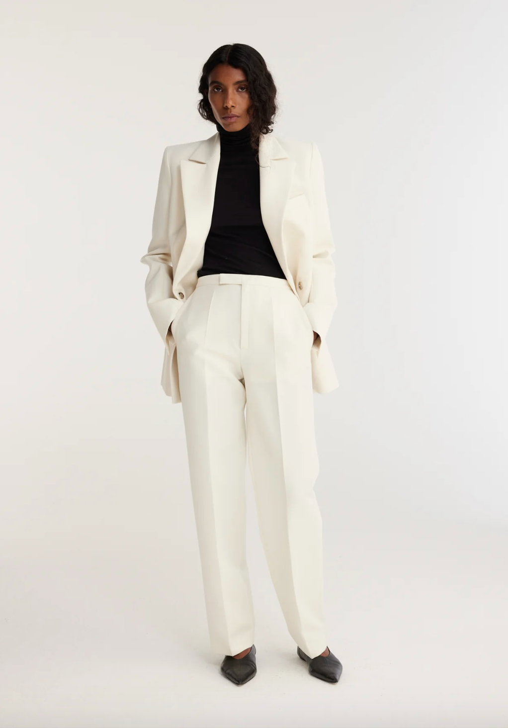 TAILORED WOOL TROUSERS: IVORY