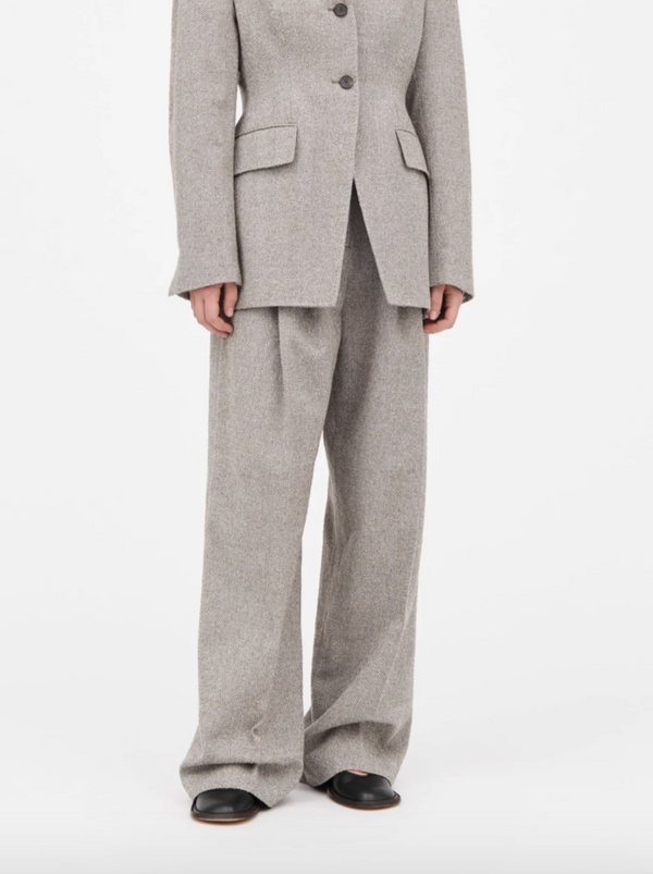 PEMMA TROUSER: GREY HERRINGBONE