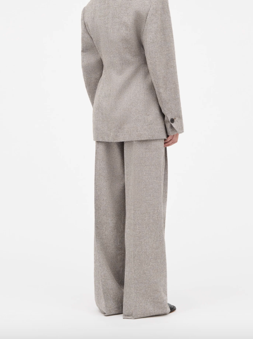 PEMMA TROUSER: GREY HERRINGBONE