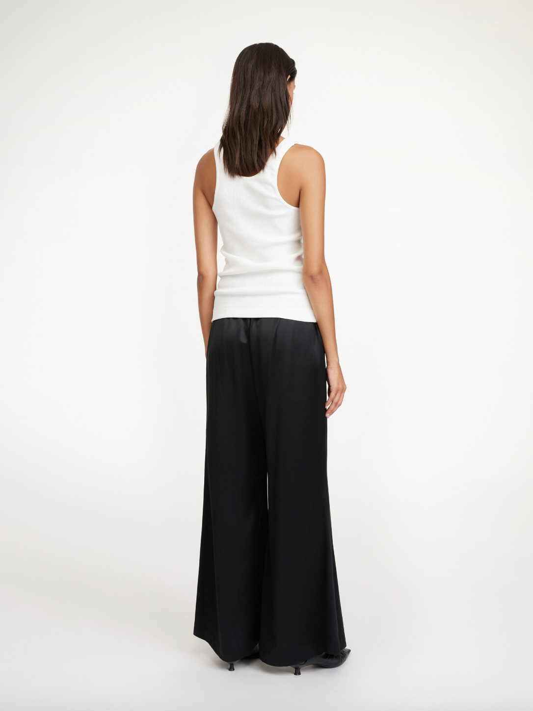 LUCEE FLARED TROUSERS: SILKY BLACK