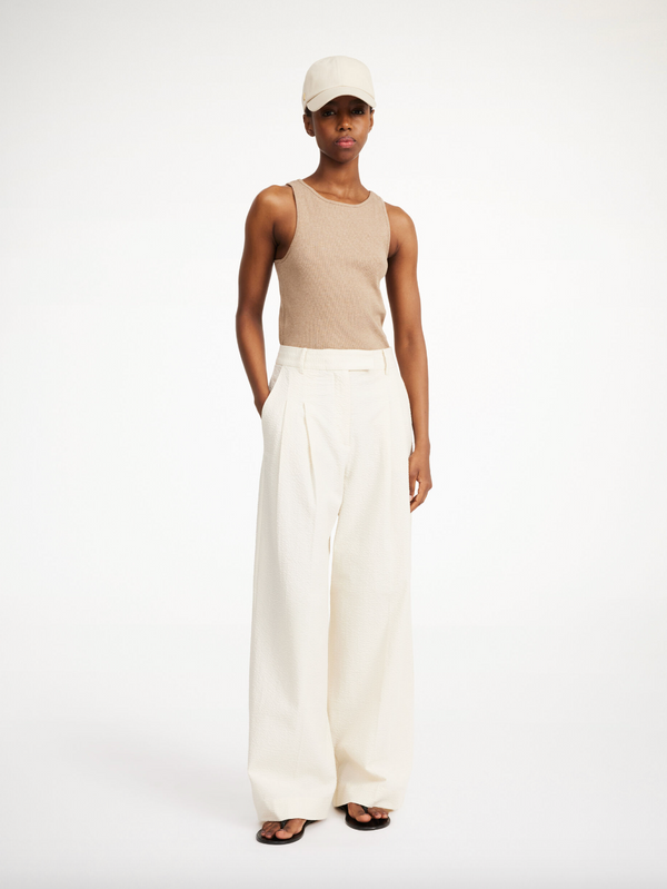 Cymbaria high-waisted trousers: Soft White