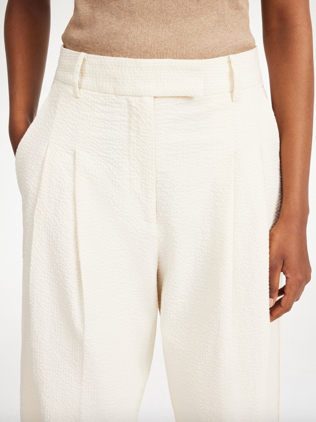 Cymbaria high-waisted trousers: Soft White