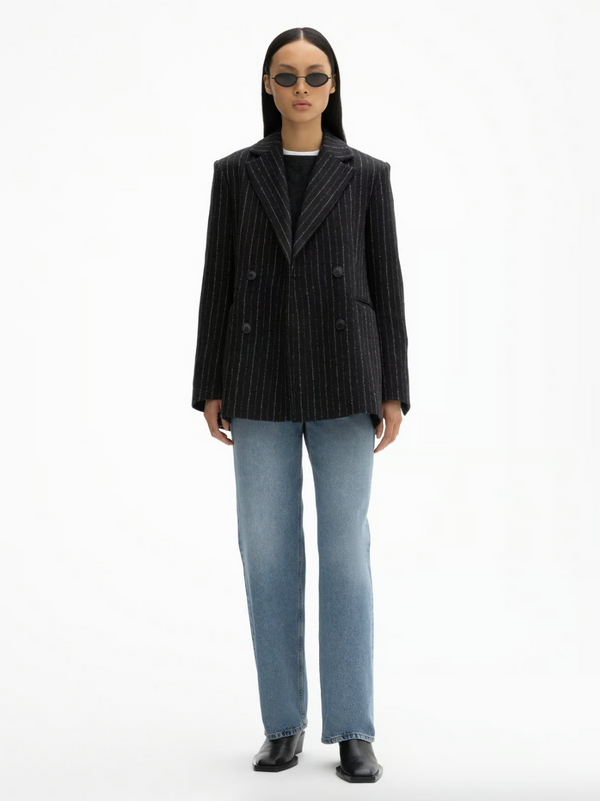 Pinstripe Blazer: Black/White