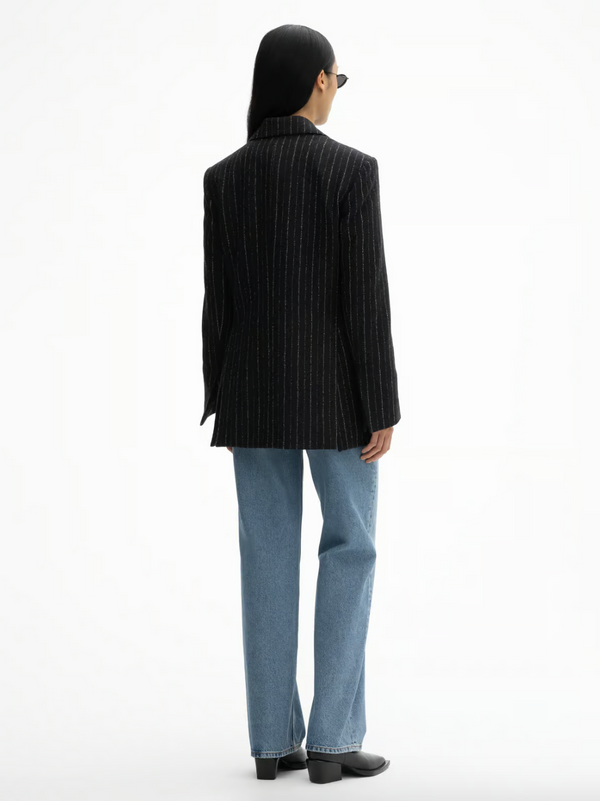 Pinstripe Blazer: Black/White