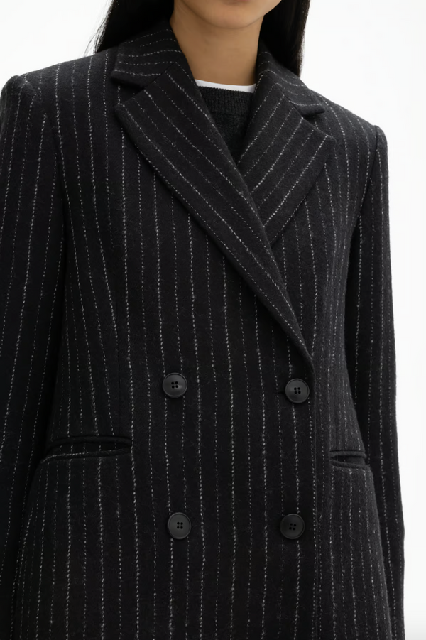 Pinstripe Blazer: Black/White