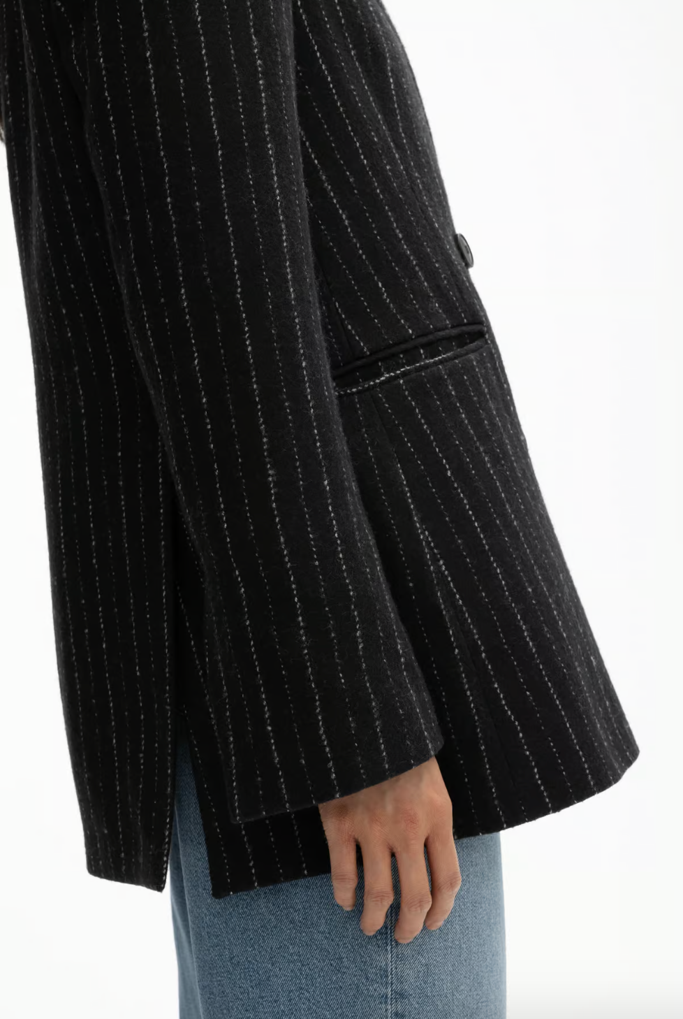 Pinstripe Blazer: Black/White