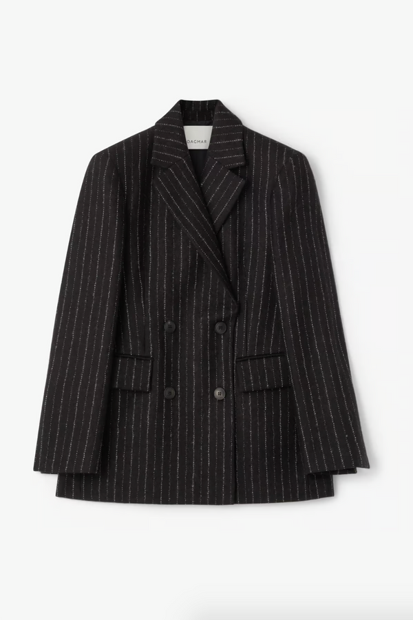 Pinstripe Blazer: Black/White