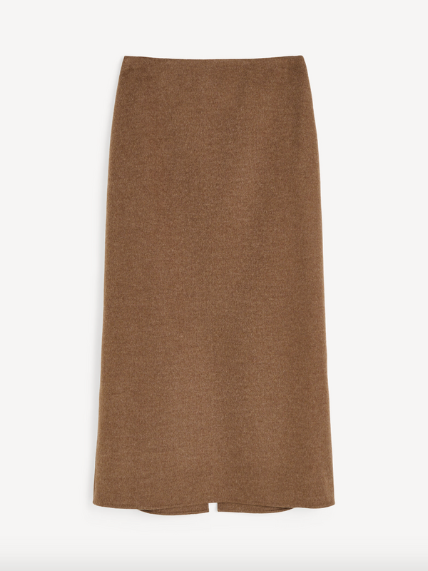 PALOMIE MIDI SKIRT: DARK BROWN MELANGE