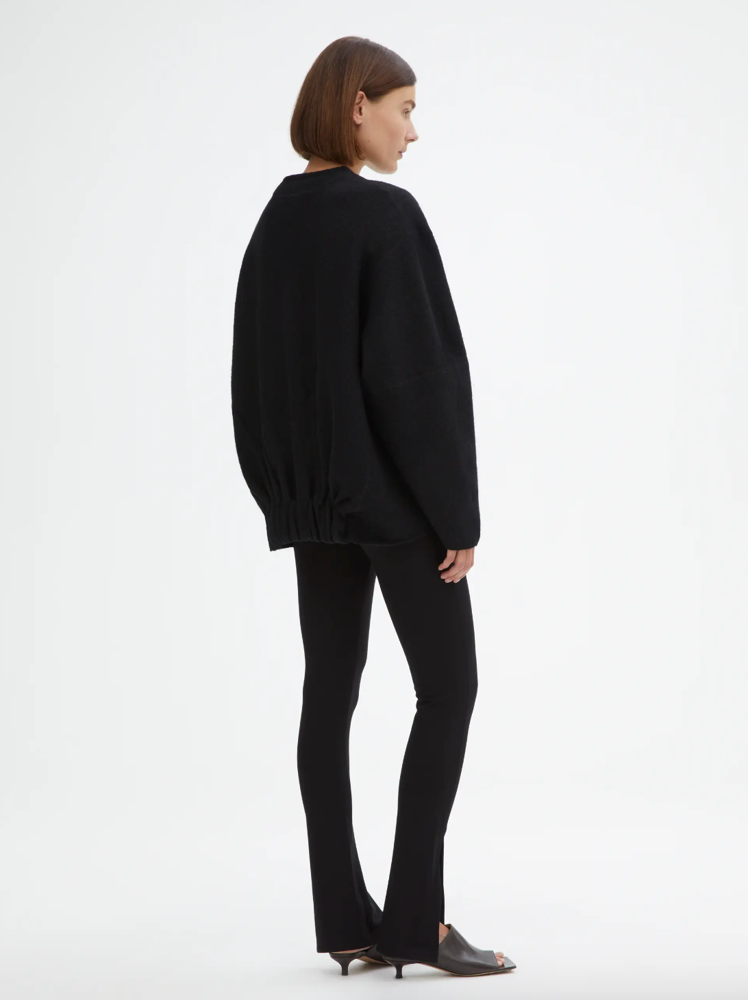 LONG WOOL CARDIGAN: BLACK
