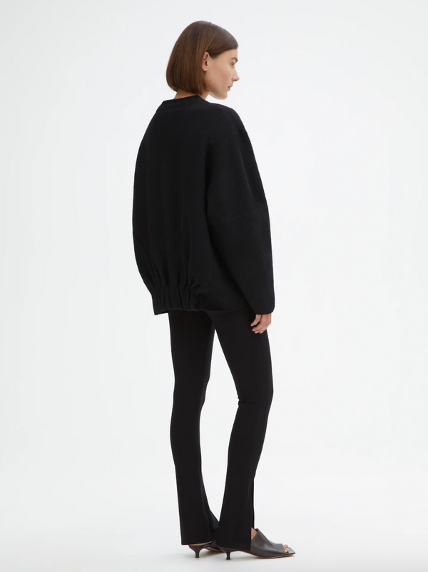 LONG WOOL CARDIGAN: BLACK