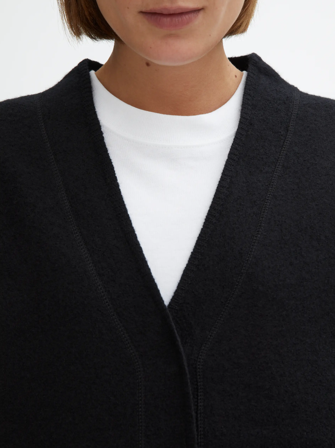 LONG WOOL CARDIGAN: BLACK