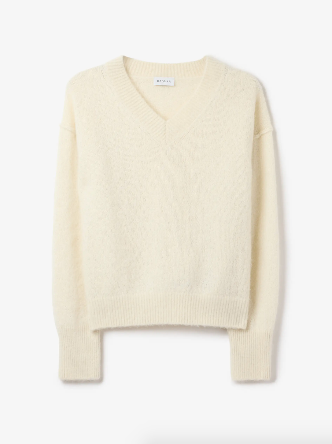 V-Neck Alpaca Knit: Off-White