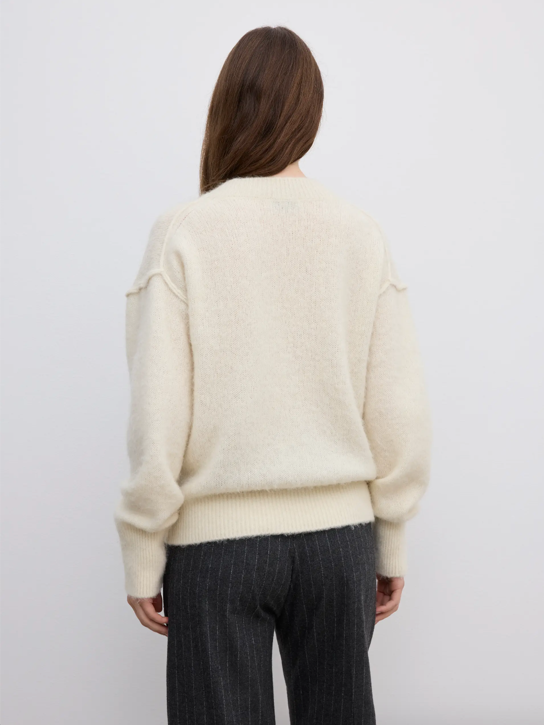 V-Neck Alpaca Knit: Off-White